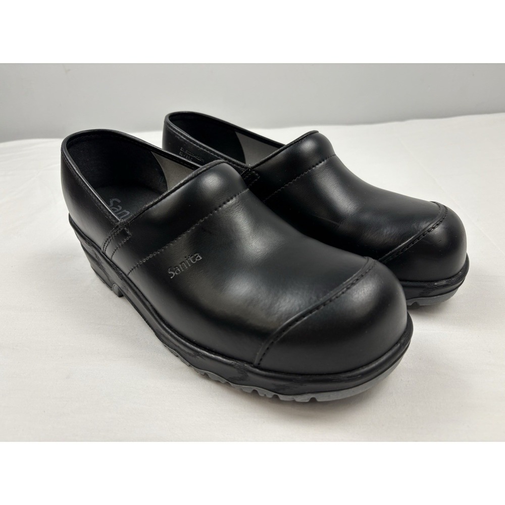 Sanita San Nitril Safety Clog Black Leather Steel Toe Cap Toe EU 44 US 10.5M EUC